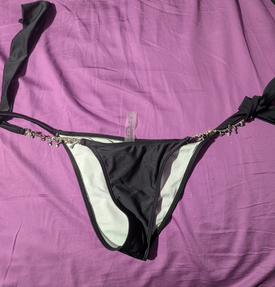 Black Bikini Bottom with Rhinestone Accents